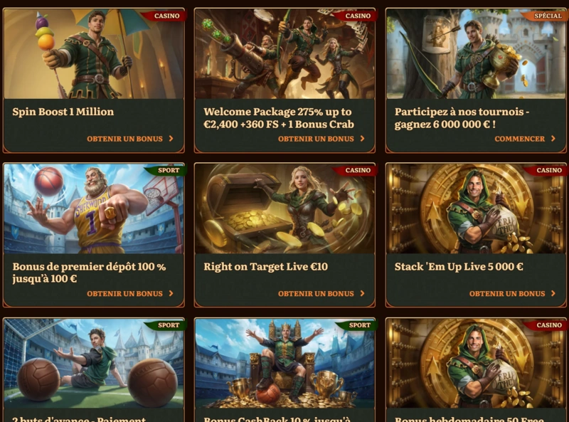 wildrobin bonuses page