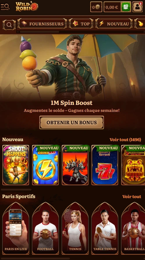 wildrobin mobile home page